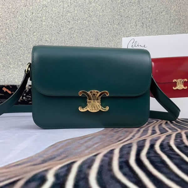 2019 New Celine Triomphe Crossbody Dark Green Shoulder Bag 187366